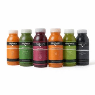 1 day juice cleanse bottles by Recovery Juice UK including carrot, beetroot and green cold-pressed juices
