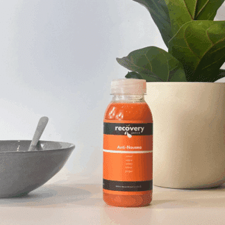 Recovery Juice Anti-Nausea drink with carrot, ginger, and celery