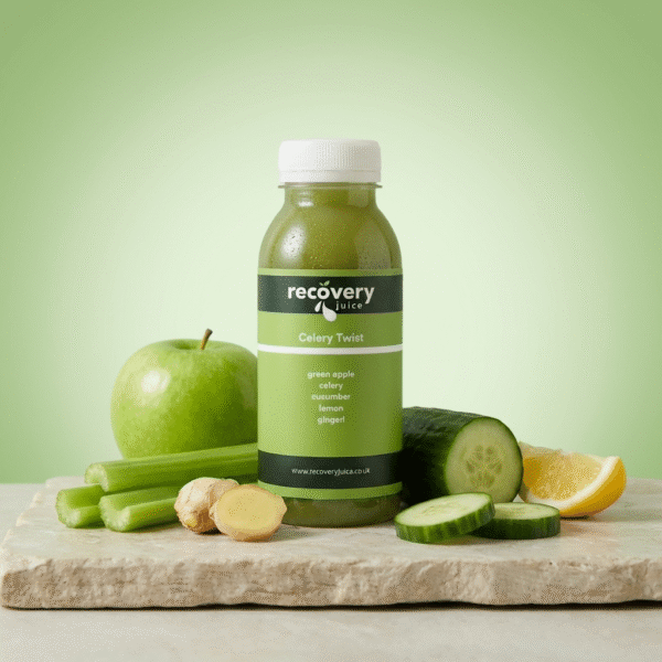 Celery Twist cold-pressed juice with celery, apple, cucumber and lemon