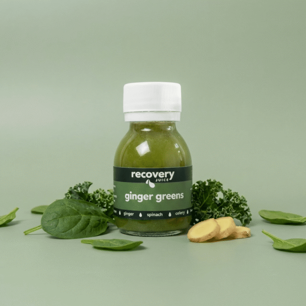Ginger Greens, a 60ml cold-pressed shot with 15g ginger, leafy greens and apple