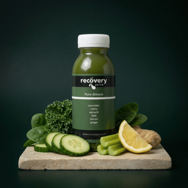 Pure Greens fruit-free cold-pressed green juice with spinach, celery and kale