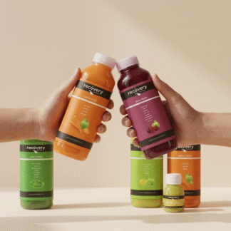 Cold pressed juice cleanse for two with daily juices and wellness shots, delivered frozen across the UK