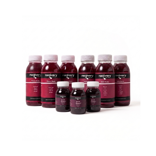 Beetroot juice variety box with a selection of cold-pressed beetroot juices