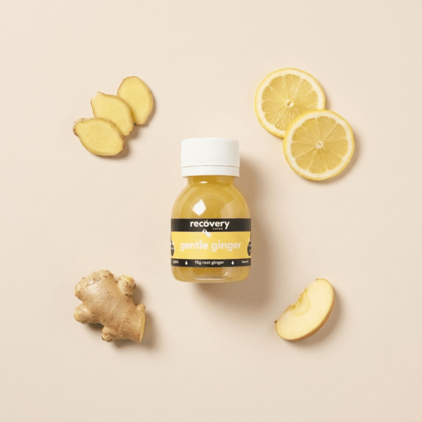 Gentle Ginger Shot, a smooth 60ml cold-pressed ginger shot with 10g of root