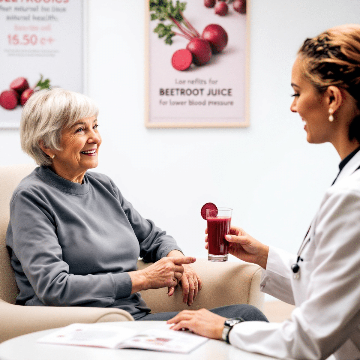 Cold-pressed beet juice to naturally lower blood pressure.