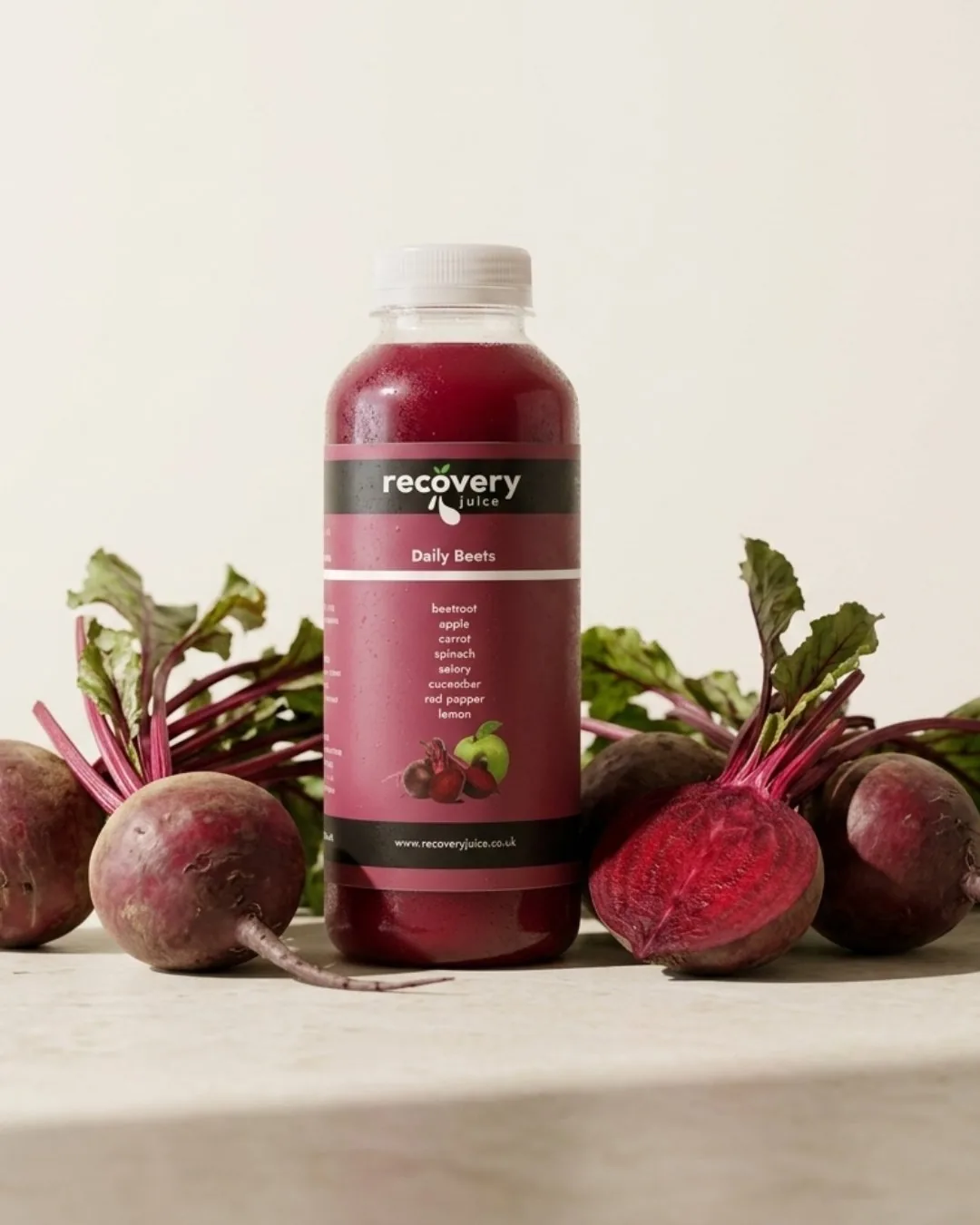 Recovery Juice Daily Beets cold-pressed beetroot juice with fresh beetroots
