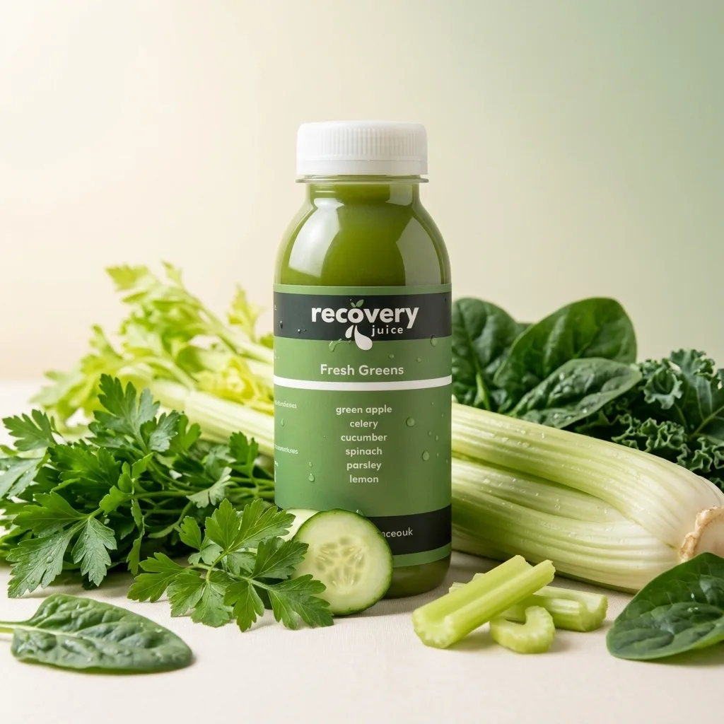 Cold-pressed celery and leafy greens for bone health